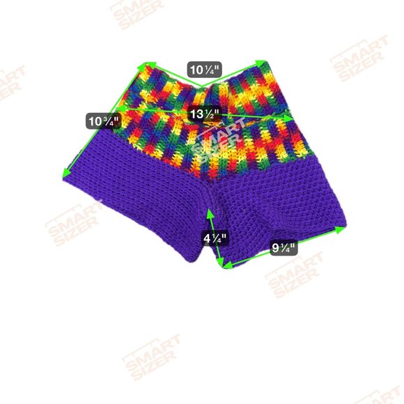 Handmade Rainbow Crochet Shorts Boho Festival Wear Rainbow Hippie Y2K Pride S M - Picture 3 of 3